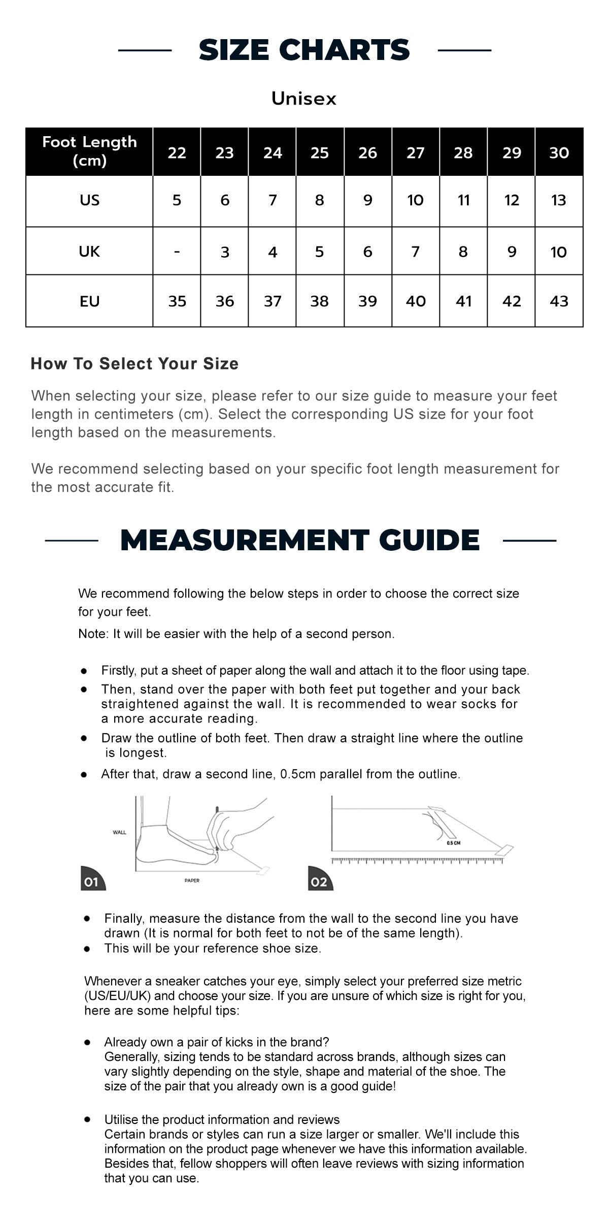 Skechers Size Guide